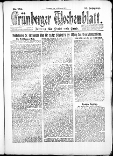 Gr&uuml;nberger Wochenblatt: Zeitung f&uuml;r Stadt und Land, No. 236. ( 9. Oktober 1923 )