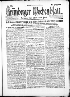 Gr&uuml;nberger Wochenblatt: Zeitung f&uuml;r Stadt und Land, No. 237. ( 10. Oktober 1923 )