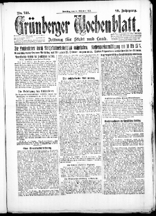 Gr&uuml;nberger Wochenblatt: Zeitung f&uuml;r Stadt und Land, No. 241. ( 14. Oktober 1923 )