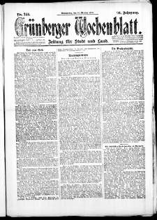Gr&uuml;nberger Wochenblatt: Zeitung f&uuml;r Stadt und Land, No. 244. ( 18. Oktober 1923 )