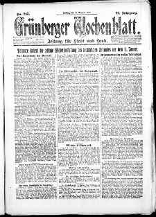 Gr&uuml;nberger Wochenblatt: Zeitung f&uuml;r Stadt und Land, No. 245. ( 19. Oktober 1923 )