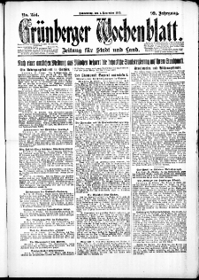 Gr&uuml;nberger Wochenblatt: Zeitung f&uuml;r Stadt und Land, No. 254. ( 1. November 1923 )