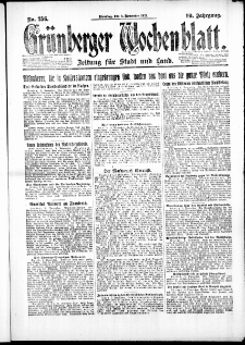 Gr&uuml;nberger Wochenblatt: Zeitung f&uuml;r Stadt und Land, No. 256. ( 6. November 1923 )