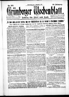 Gr&uuml;nberger Wochenblatt: Zeitung f&uuml;r Stadt und Land, No. 257. ( 8. November 1923 )