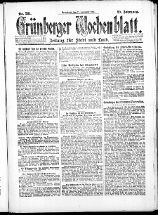 Gr&uuml;nberger Wochenblatt: Zeitung f&uuml;r Stadt und Land, No. 261. ( 13. November 1923 )