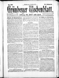 Gr&uuml;nberger Wochenblatt: Zeitung f&uuml;r Stadt und Land, No. 263. ( 21. November 1923 )