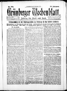 Gr&uuml;nberger Wochenblatt: Zeitung f&uuml;r Stadt und Land, No. 264. ( 24. November 1923 )