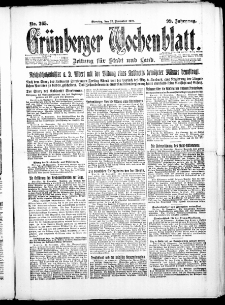 Gr&uuml;nberger Wochenblatt: Zeitung f&uuml;r Stadt und Land, No. 265. ( 13. November 1923 )