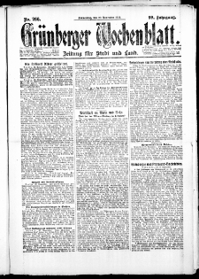 Gr&uuml;nberger Wochenblatt: Zeitung f&uuml;r Stadt und Land, No. 266. ( 29. November 1923 )