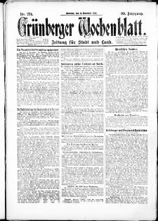 Gr&uuml;nberger Wochenblatt: Zeitung f&uuml;r Stadt und Land, No. 271. ( 11. Dezember 1923 )