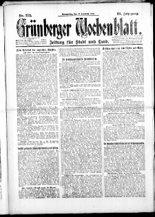 Gr&uuml;nberger Wochenblatt: Zeitung f&uuml;r Stadt und Land, No. 272. ( 13. Dezember 1923 )