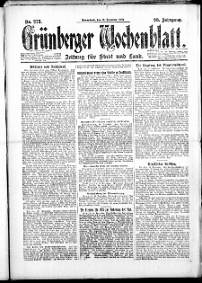 Gr&uuml;nberger Wochenblatt: Zeitung f&uuml;r Stadt und Land, No. 273. ( 15. Dezember 1923 )
