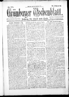 Gr&uuml;nberger Wochenblatt: Zeitung f&uuml;r Stadt und Land, No. 277. ( 25. Dezember 1923 )