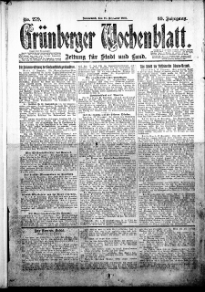 Gr&uuml;nberger Wochenblatt: Zeitung f&uuml;r Stadt und Land, No. 279. ( 29. Dezember 1923 )