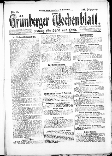 Gr&uuml;nberger Wochenblatt: Zeitung f&uuml;r Stadt und Land, No. 13. ( 16. Januar 1926 )
