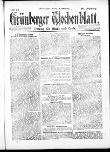 Gr&uuml;nberger Wochenblatt: Zeitung f&uuml;r Stadt und Land, No. 21. ( 26. Januar 1926 )