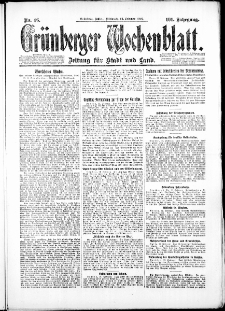 Gr&uuml;nberger Wochenblatt: Zeitung f&uuml;r Stadt und Land, No. 46. ( 24. Februar 1926 )