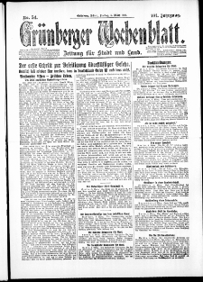 Gr&uuml;nberger Wochenblatt: Zeitung f&uuml;r Stadt und Land, No. 54. ( 5. M&auml;rz 1926 )