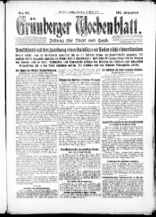 Gr&uuml;nberger Wochenblatt: Zeitung f&uuml;r Stadt und Land, No. 62. ( 14. M&auml;rz 1926 )