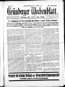 Grünberger Wochenblatt: Zeitung für Stadt und Land, No. 71. ( 25. März 1926 )