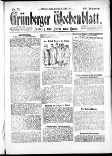 Gr&uuml;nberger Wochenblatt: Zeitung f&uuml;r Stadt und Land, No. 76. ( 31. M&auml;rz 1926 )