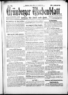 Gr&uuml;nberger Wochenblatt: Zeitung f&uuml;r Stadt und Land, No. 80. ( 7. April 1926 )