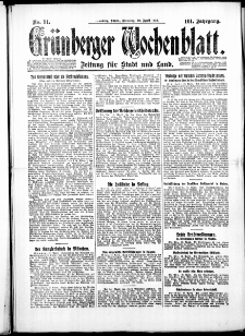 Gr&uuml;nberger Wochenblatt: Zeitung f&uuml;r Stadt und Land, No. 91. ( 20. April 1926 )
