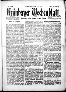 Grünberger Wochenblatt: Zeitung für Stadt und Land, No. 106. ( 7. Mai 1926 )