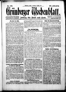 Grünberger Wochenblatt: Zeitung für Stadt und Land, No. 108. ( 9. Mai 1926 )