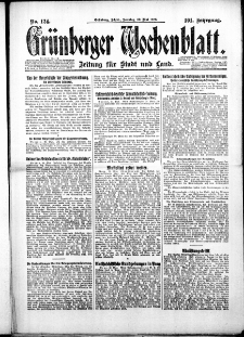 Gr&uuml;nberger Wochenblatt: Zeitung f&uuml;r Stadt und Land, No. 124. ( 30. Mai 1926 )