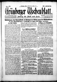Gr&uuml;nberger Wochenblatt: Zeitung f&uuml;r Stadt und Land, No. 127. ( 3. Juni 1926 )