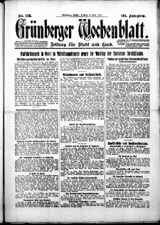 Grünberger Wochenblatt: Zeitung für Stadt und Land, No. 128. ( 4. Junii 1926 )