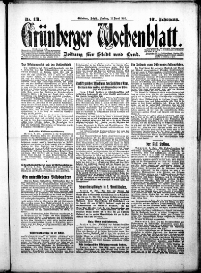 Gr&uuml;nberger Wochenblatt: Zeitung f&uuml;r Stadt und Land, No. 134. ( 11. Juni 1926 )