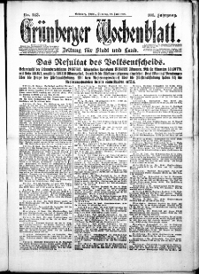 Gr&uuml;nberger Wochenblatt: Zeitung f&uuml;r Stadt und Land, No. 143. ( 22. Juni 1926 )