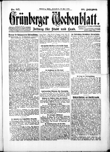 Gr&uuml;nberger Wochenblatt: Zeitung f&uuml;r Stadt und Land, No. 147. ( 26. Juni 1926 )