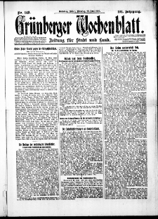 Gr&uuml;nberger Wochenblatt: Zeitung f&uuml;r Stadt und Land, No. 149. ( 29. Juni 1926 )