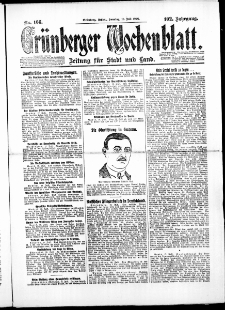 Gr&uuml;nberger Wochenblatt: Zeitung f&uuml;r Stadt und Land, No. 166. ( 18. Juli 1926 )
