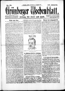 Gr&uuml;nberger Wochenblatt: Zeitung f&uuml;r Stadt und Land, No. 181. ( 5. August 1926 )
