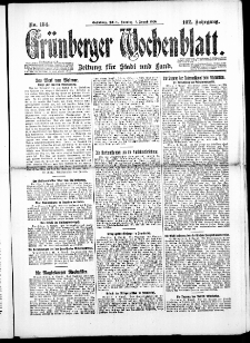 Gr&uuml;nberger Wochenblatt: Zeitung f&uuml;r Stadt und Land, No. 184. ( 8. August 1926 )