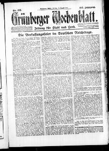 Gr&uuml;nberger Wochenblatt: Zeitung f&uuml;r Stadt und Land, No. 188. ( 13. August 1926 )