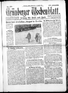 Gr&uuml;nberger Wochenblatt: Zeitung f&uuml;r Stadt und Land, No. 188. ( 14. August 1926 )