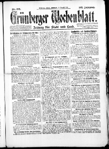 Grünberger Wochenblatt: Zeitung für Stadt und Land, No. 192. ( 18. August 1926 )