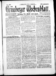Gr&uuml;nberger Wochenblatt: Zeitung f&uuml;r Stadt und Land, No. 194. ( 20. August 1926 )