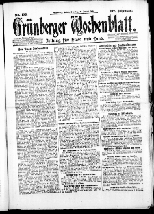 Grünberger Wochenblatt: Zeitung für Stadt und Land, No. 196. ( 22. August 1926 )