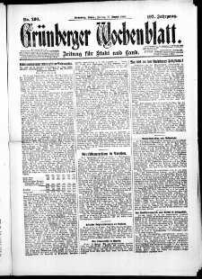 Gr&uuml;nberger Wochenblatt: Zeitung f&uuml;r Stadt und Land, No. 200. ( 27. August 1926 )