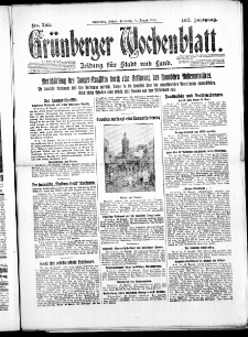 Gr&uuml;nberger Wochenblatt: Zeitung f&uuml;r Stadt und Land, No. 203. ( 31. August 1926 )