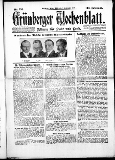Gr&uuml;nberger Wochenblatt: Zeitung f&uuml;r Stadt und Land, No. 210. ( 8. September 1926 )