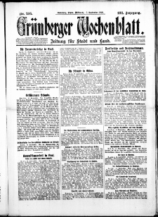 Grünberger Wochenblatt: Zeitung für Stadt und Land, No. 216. ( 15. September 1926 )