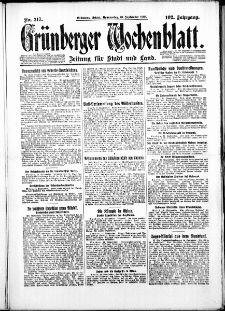 Gr&uuml;nberger Wochenblatt: Zeitung f&uuml;r Stadt und Land, No. 217. ( 16. September 1926 )