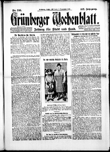 Gr&uuml;nberger Wochenblatt: Zeitung f&uuml;r Stadt und Land, No. 258. ( 3. November 1926 )